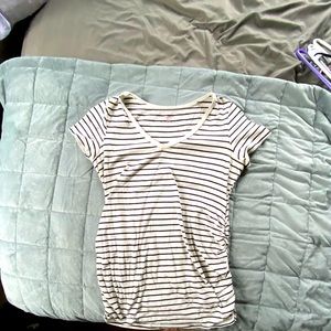 Black and White Striped Motherhood Maternity Shirt Size Small